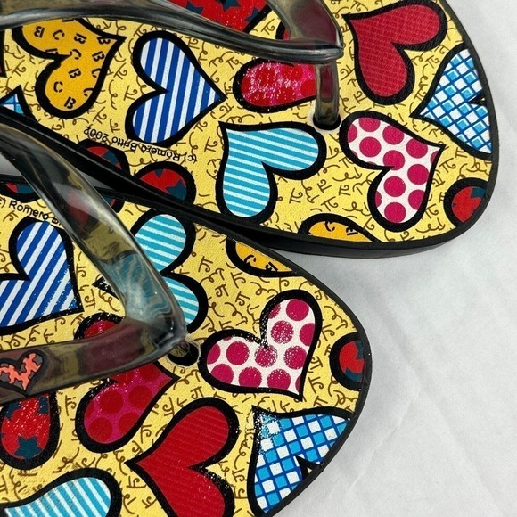 Mellisa by Romero Brito Flip Flops Women's Size 10 Multicolor Brazilian Artist - Picture 11 of 13